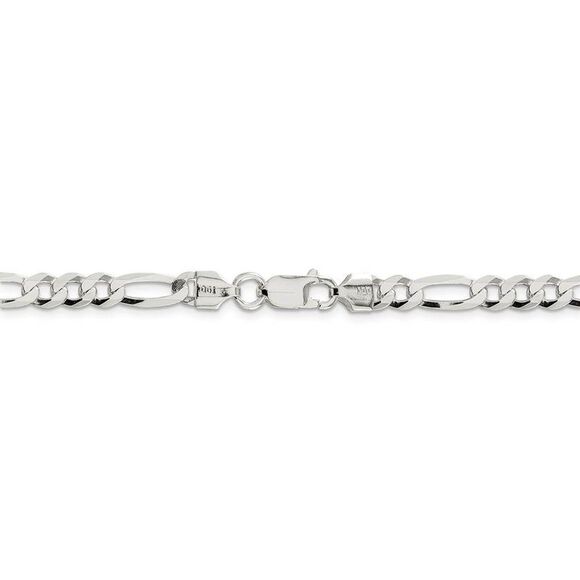5.5mm Sterling Silver Flat Figaro Chain Necklace, 24 Inch - Picture 4 of 8
